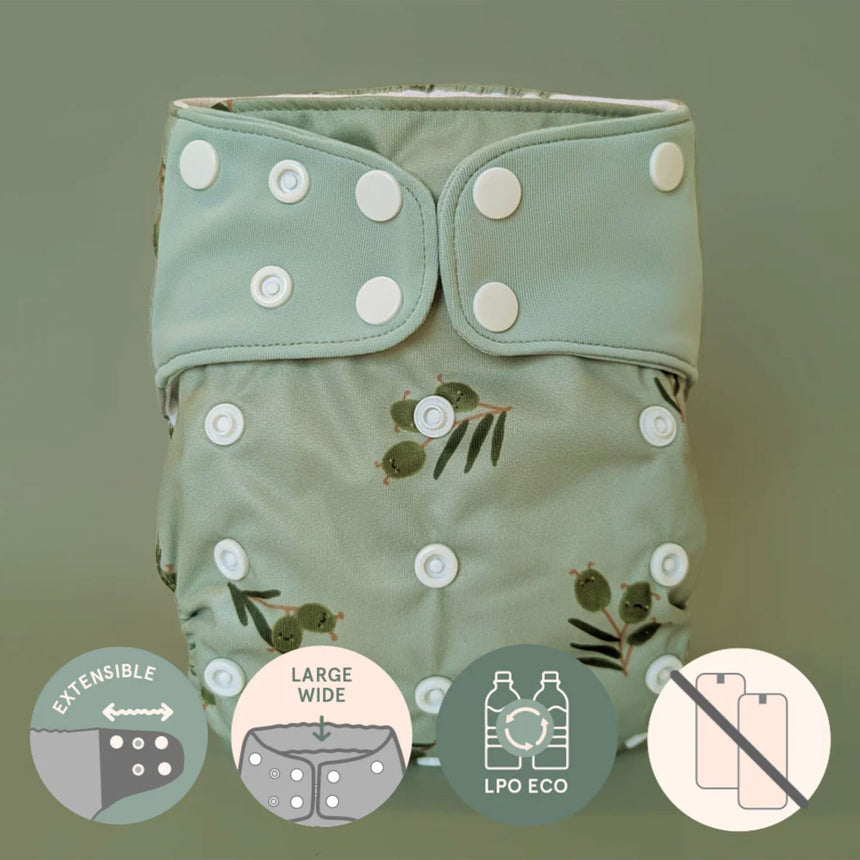 Couche Lavable Évolution - Olive 10-35lb-La Petite Ourse-LP3-C-NS-OLIVE-CLÉMENT