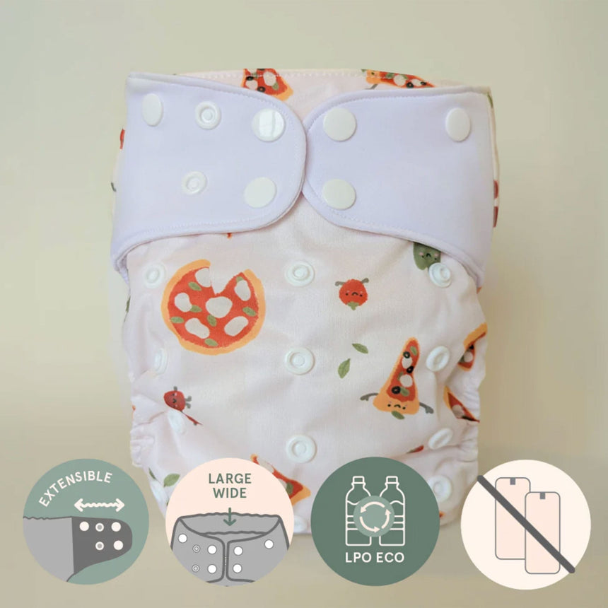 Couche Lavable Évolution - Pizza 10-35lb-La Petite Ourse-LP3-C-NS-PIZZA-CLÉMENT