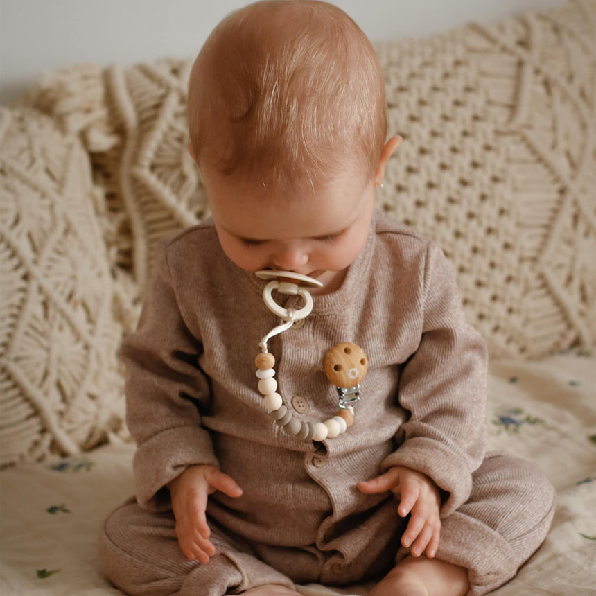 Pacifier Clip Ora- Wood White 