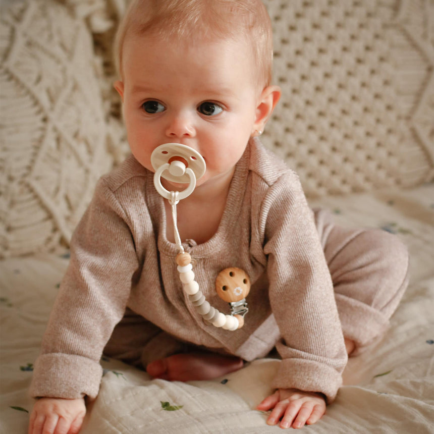 Pacifier Clip Ora- Wood White 