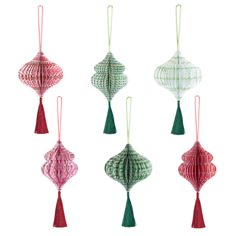 Décorations d’arbre en papier alvéolé Meri Meri x Molly Mahon (x 6)-Meri Meri-MME-304602-CLÉMENT