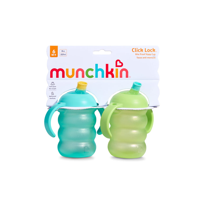 Gobelets d’Apprentissage Click Lock à Bec Résistant aux Morsures 8 oz (2) - Bleu/Vert-Munchkin-MUN-28716P-CLÉMENT