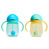 Gobelets d’Apprentissage Any Angle à Paille Lestée 7 oz (2) - Bleu/Jaune-Munchkin-MUN-28728P-CLÉMENT