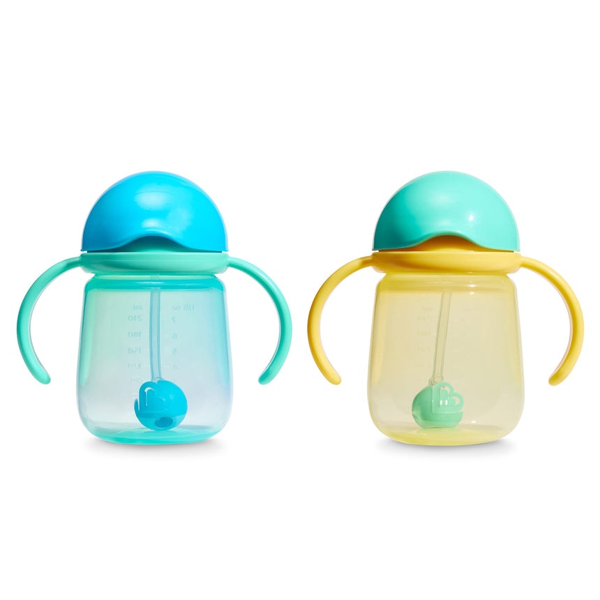 Gobelets d’Apprentissage Any Angle à Paille Lestée 7 oz (2) - Bleu/Jaune-Munchkin-MUN-28728P-CLÉMENT