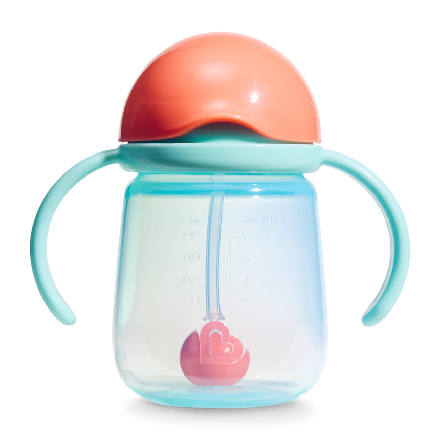 Gobelets d’Apprentissage Any Angle à Paille Lestée 7 oz (2) - Corail/Menthe-Munchkin-MUN-28729P-CLÉMENT