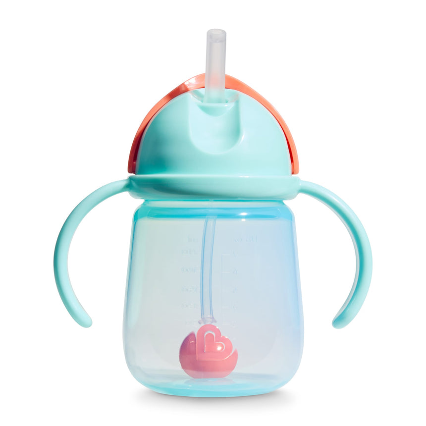 Gobelets d’Apprentissage Any Angle à Paille Lestée 7 oz (2) - Corail/Menthe-Munchkin-MUN-28729P-CLÉMENT