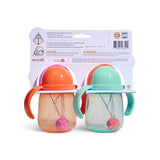 Gobelets d’Apprentissage Any Angle à Paille Lestée 7 oz (2) - Corail/Menthe-Munchkin-MUN-28729P-CLÉMENT
