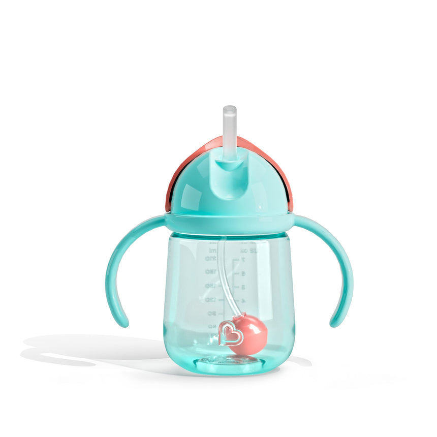 Gobelets d’Apprentissage Any Angle à Paille Lestée 7 oz (2) - Corail/Menthe-Munchkin-MUN-28729P-CLÉMENT