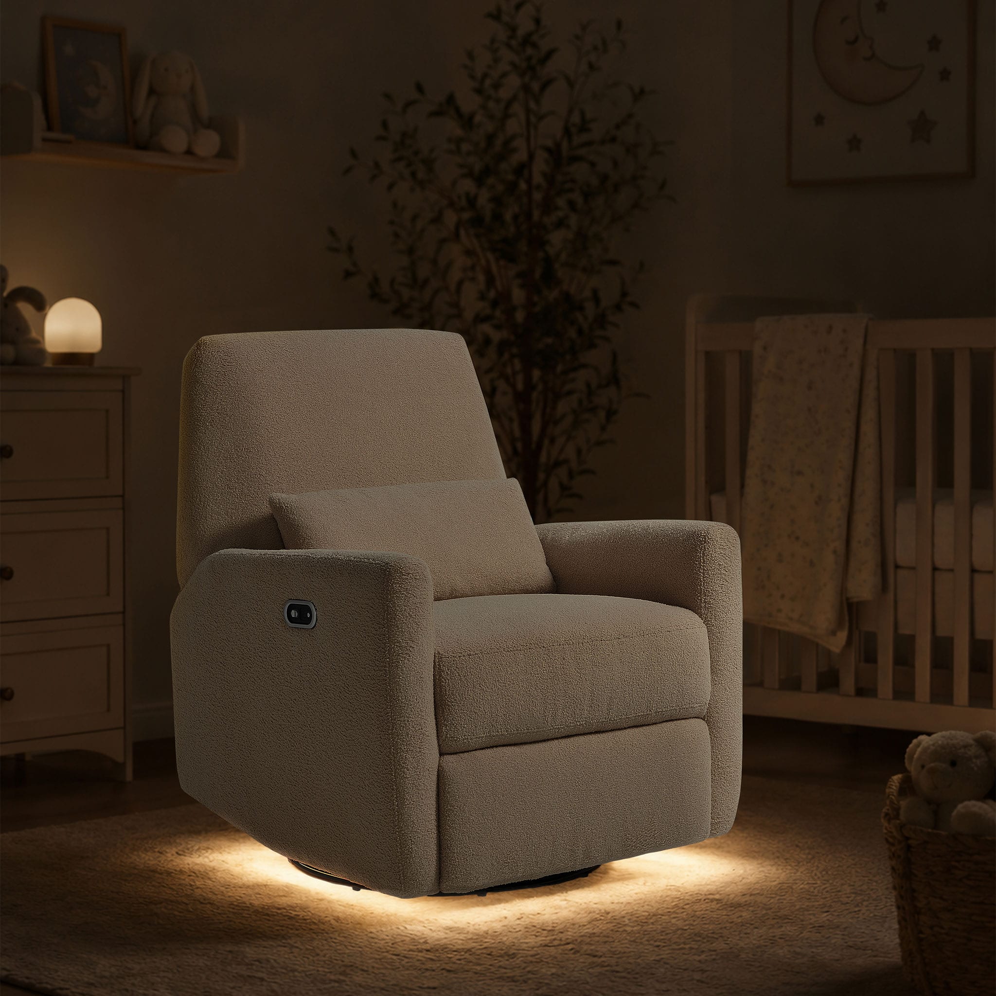 Ansel Swivel Glider and Power Recliner with Night Light - Linen