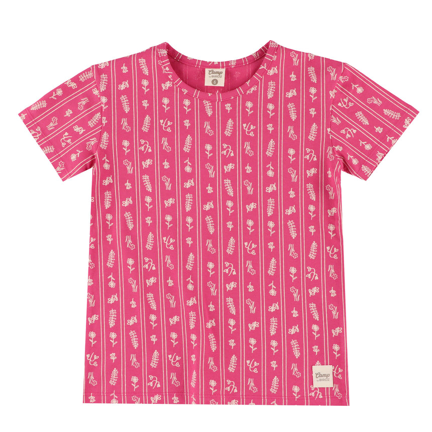 T-shirt Rayé Fleurs 2-8ans-Camp by Birdz-Fuchsia-2-NAS-CLSPKG677-FF-CLÉMENT