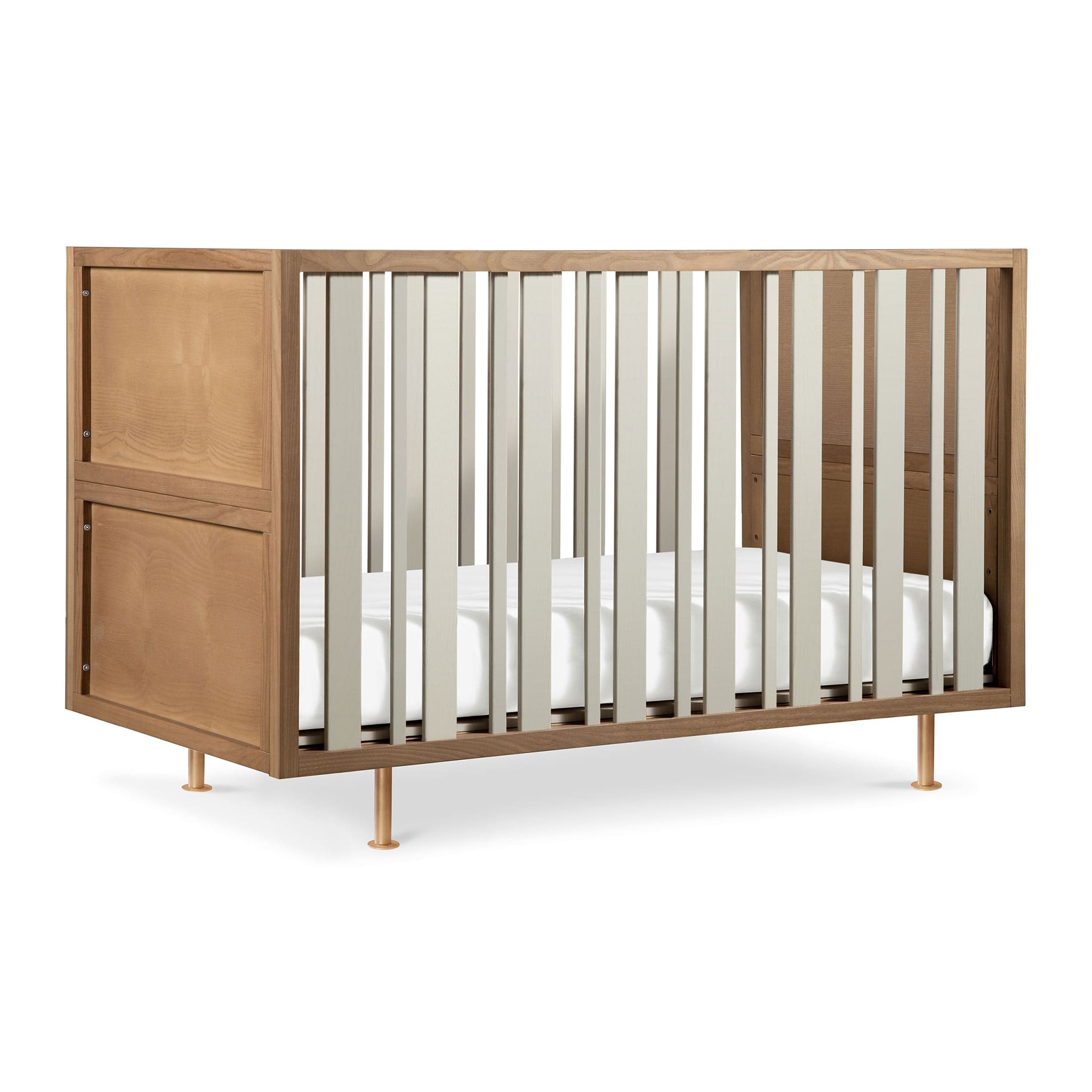 Novella Crib with Toddler Bed Conversion Kit - Stained Ash / Ivory