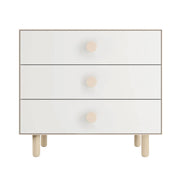 Commode 3 Tiroirs Dot - Blanc/ Naturel-Oeuf-OEU-1M3D-D-01-CLÉMENT