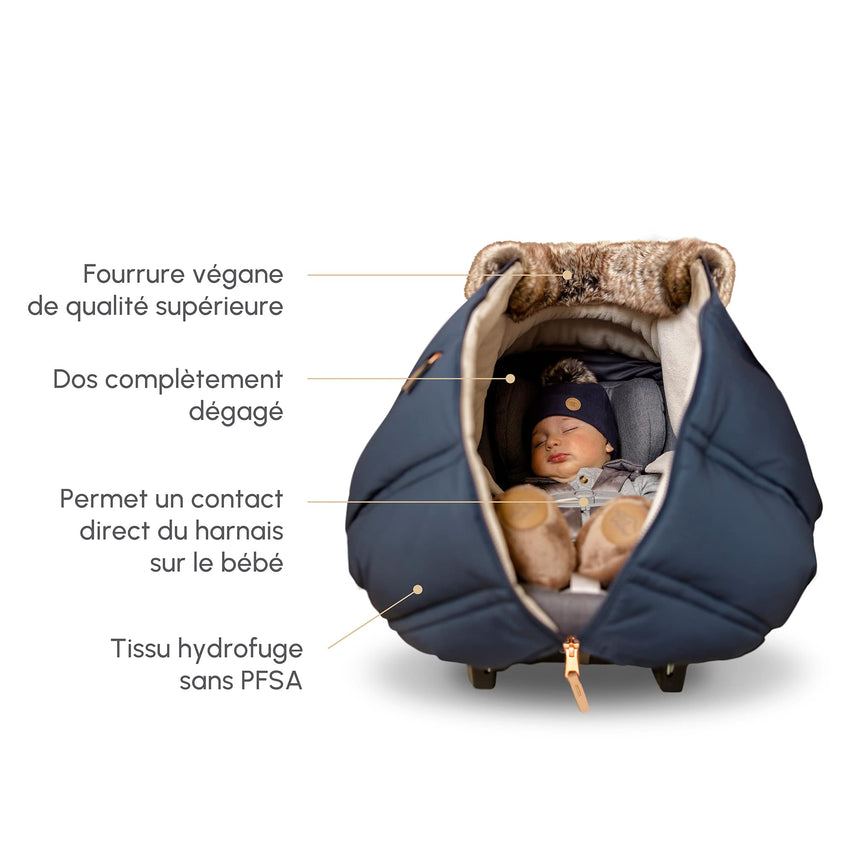 Housse de Siège d'Auto Hiver - Collection Laine - Choco