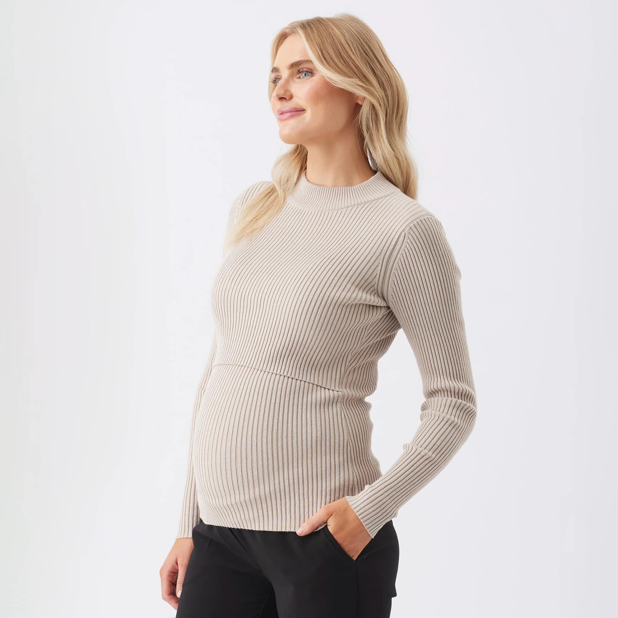 Lot De 3 T-shirts D'allaitement à Manches Longues Pour Femme - En Viscose/élasthanne Côtelé, Double Couche Discrète - 4