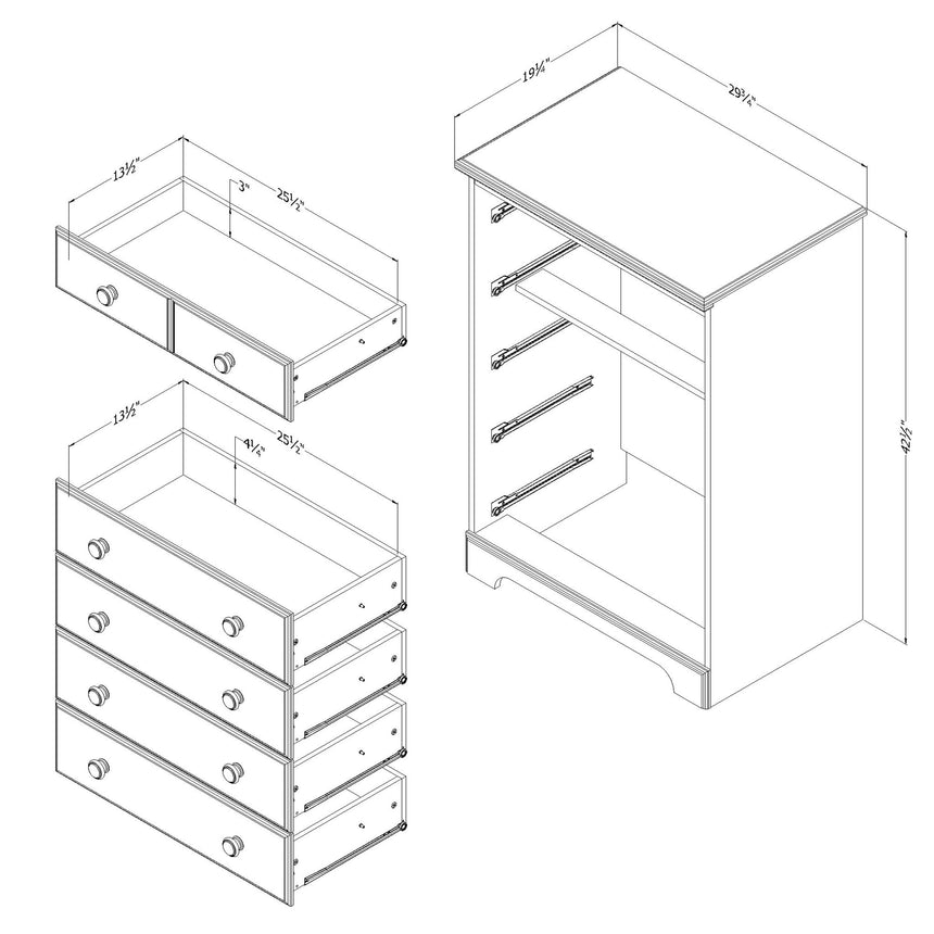Commode 5 tiroirs Summer Breeze - Pin blanc-South Shore-RIV-15993-CLÉMENT