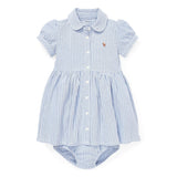 Robe Oxford Rayée 6-24mois-Polo Ralph Lauren-Bleu-6 m-RLA-310734897002-CLÉMENT
