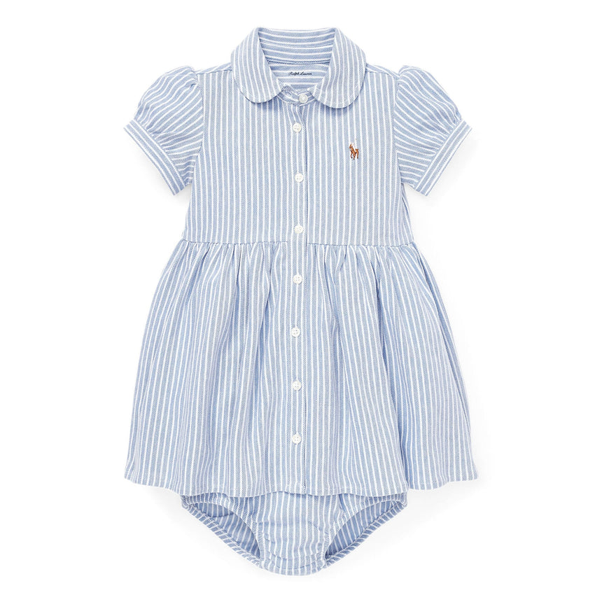 Robe Oxford Rayée 6-24mois-Polo Ralph Lauren-Bleu-6 m-RLA-310734897002-CLÉMENT