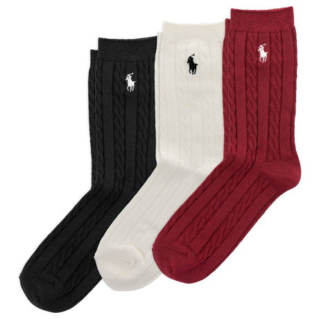 Ensemble de 3 paires de chaussettes brillantes torsadées - Pointures 4 à 11-Polo Ralph Lauren-Rouge-4-6X-RLB-G42316GPK-CLÉMENT