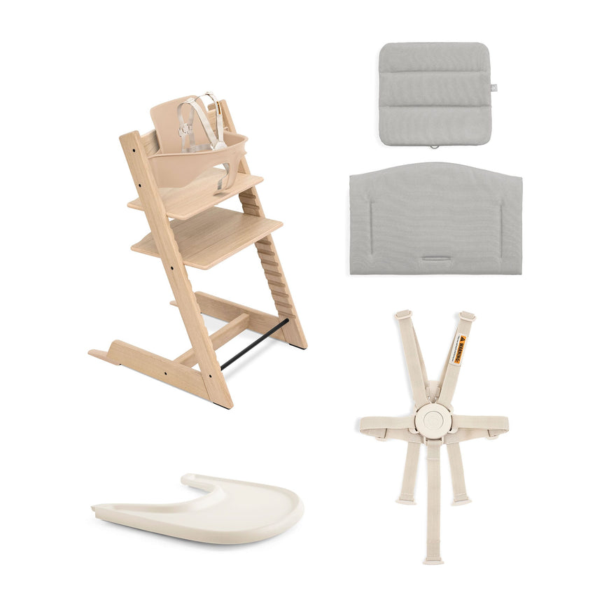 Chaise Haute Tripp Trapp® V2 Chêne Naturel + Coussin Gris avec Cabaret Stokke® - Naturel-Stokke-SKK-707100-CLÉMENT