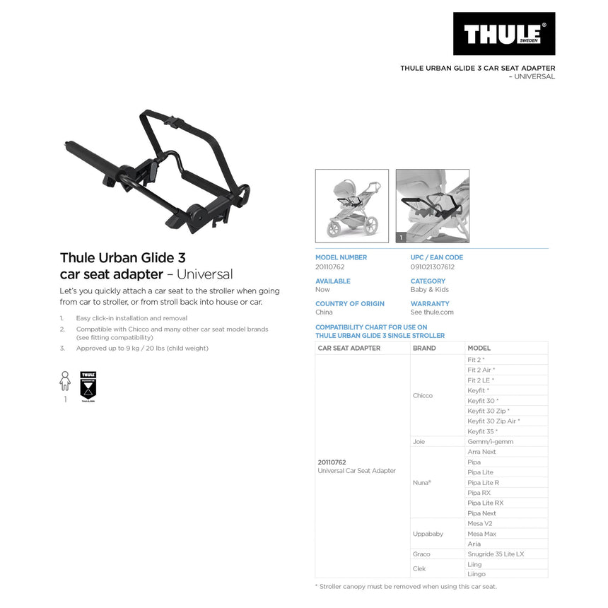 Urban Glide 3 / Urban Glide 4 Adaptor for Universal Car Seat 