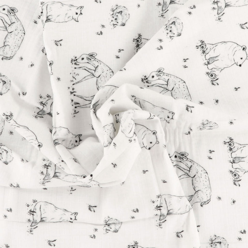 Reversible Muslin Waffle Blanket - Forest