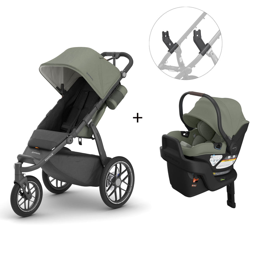 Ridge V2 Stroller + Aria V2 Infant Car Seat + Adapters - Evelyn