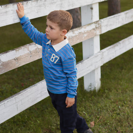 Polo Rayée Recrue 2-8ans-Chat Botte-CHI-2265431C-BLE-CLÉMENT