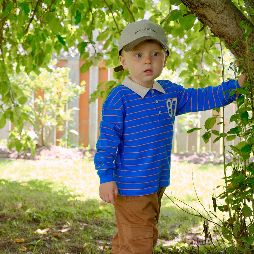 Polo Rayée Recrue 2-8ans-Chat Botte-CHI-2265431C-BLE-CLÉMENT