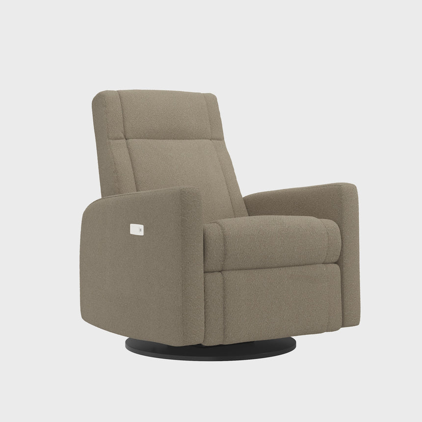 Grand Fauteuil Berçant et Pivotant Nelly avec Mécanisme Électrique - Tissu Anti-tache Tessa Mocha