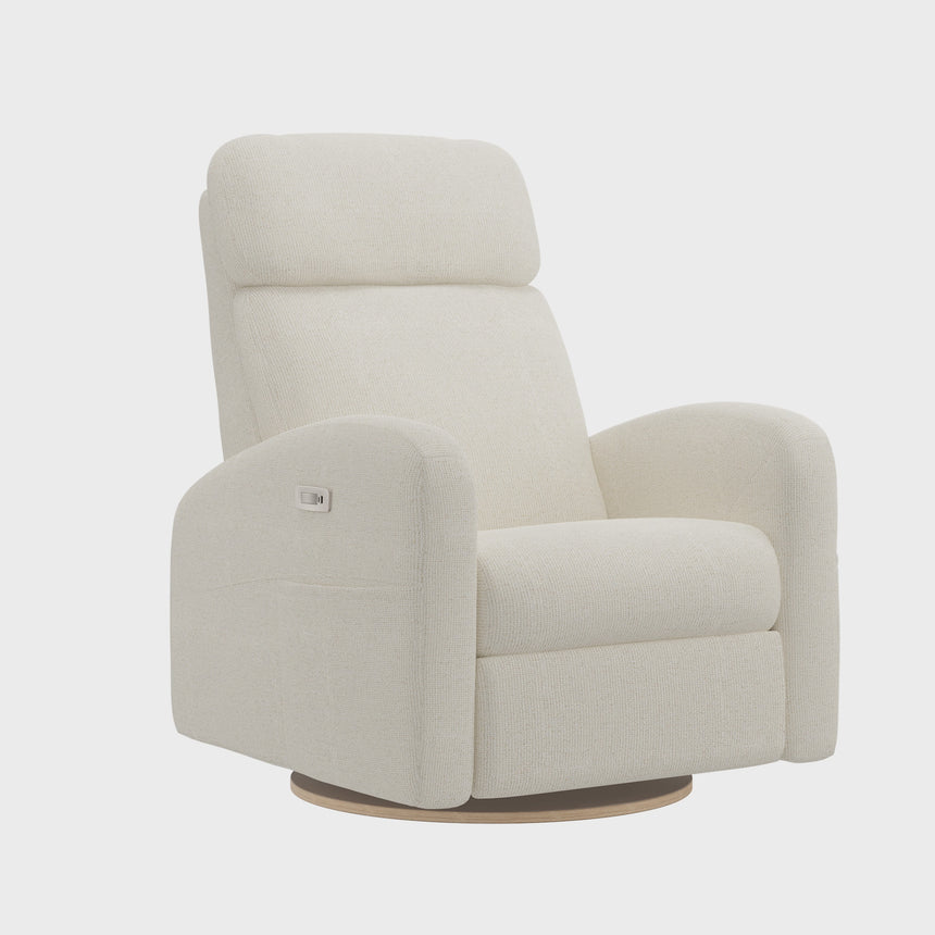 Grand Fauteuil Berçant Inclinable Pivotant Hailey avec Mécanisme Électrique - Henequen (Tissu anti-tache)