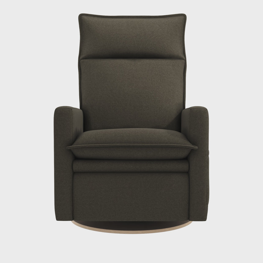 Large Rocking and Swivel Armchair Arya with Electric Recliner - Mojo Espresso Stain-Resistant Fabric
