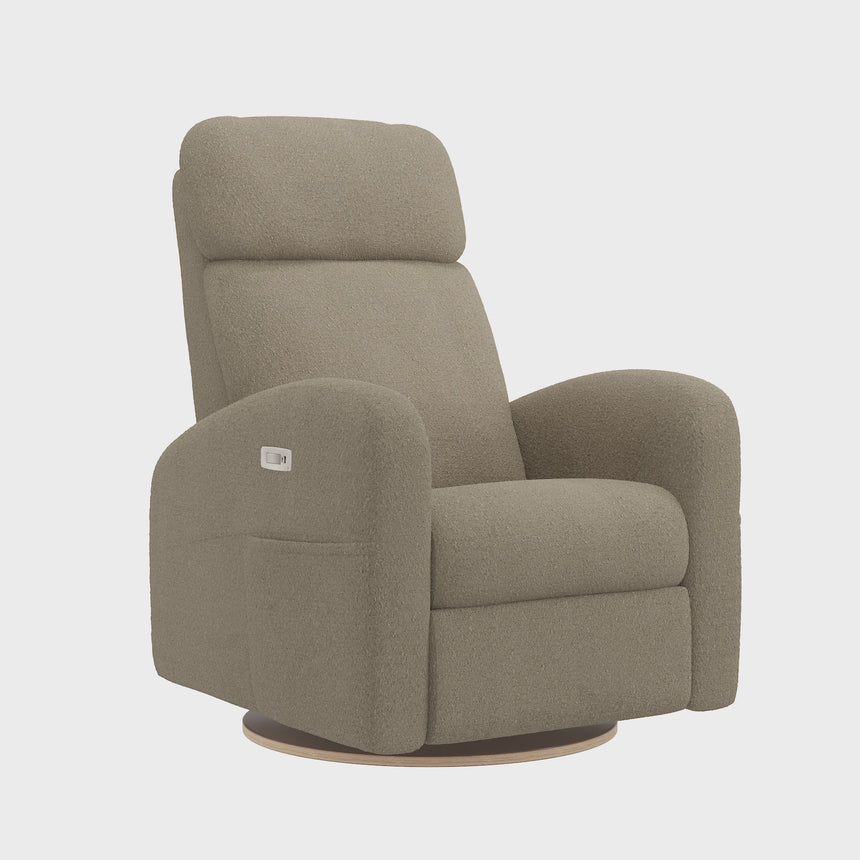 Grand Fauteuil Berçant Inclinable Pivotant Hailey avec Mécanisme Électrique - Tissu Anti-tache Tessa Mocha