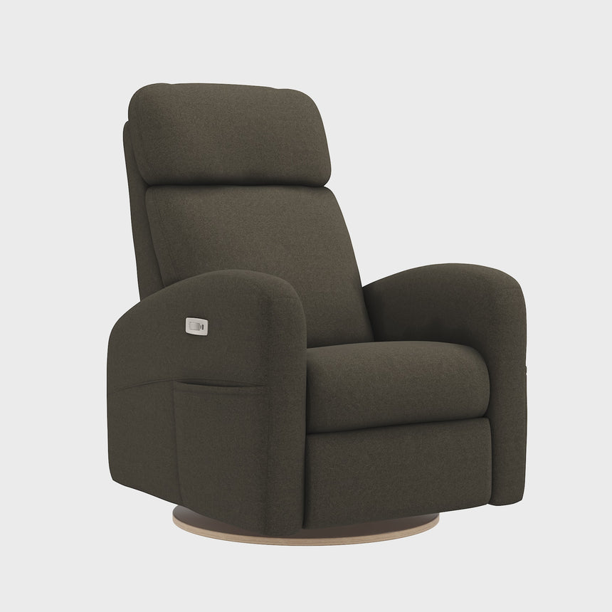 Grand Fauteuil Berçant Inclinable Pivotant Hailey avec Mécanisme Électrique - Tissu Anti-tache Mojo Espresso